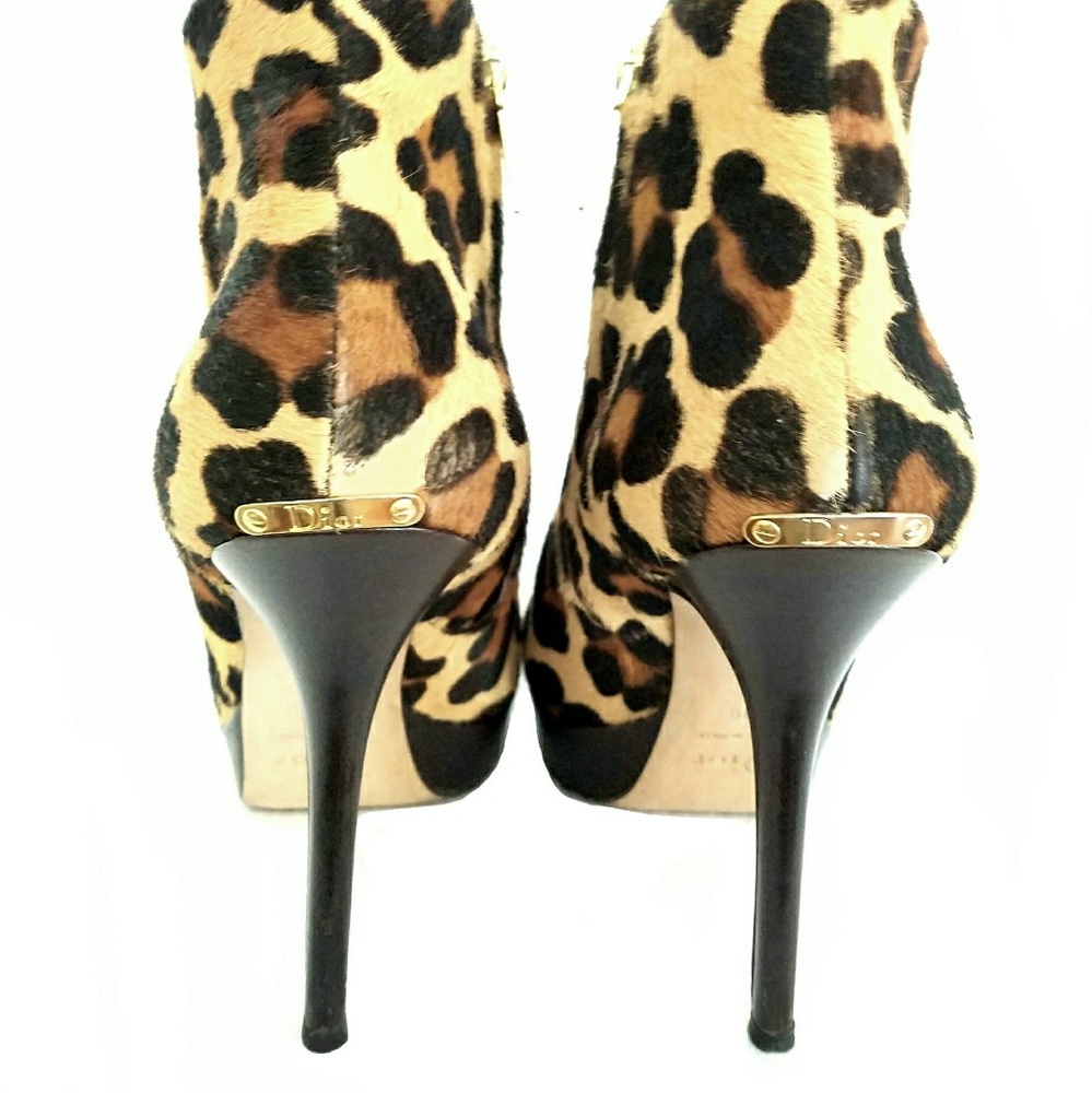 Dior Calf Hair Leopard Print Booties - Picture 5 of 8